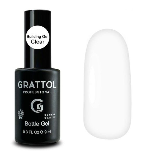 ( 9мл ) Гель для наращивания во флаконе с кистью Grattol Gel Bottle Clear