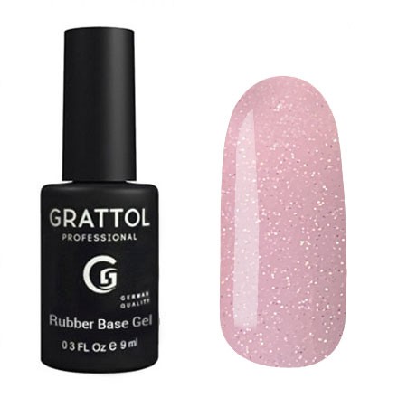 Glitter 08  9ml Каучуковая база для гель-лака Grattol Rubber Base Glitter No Hema