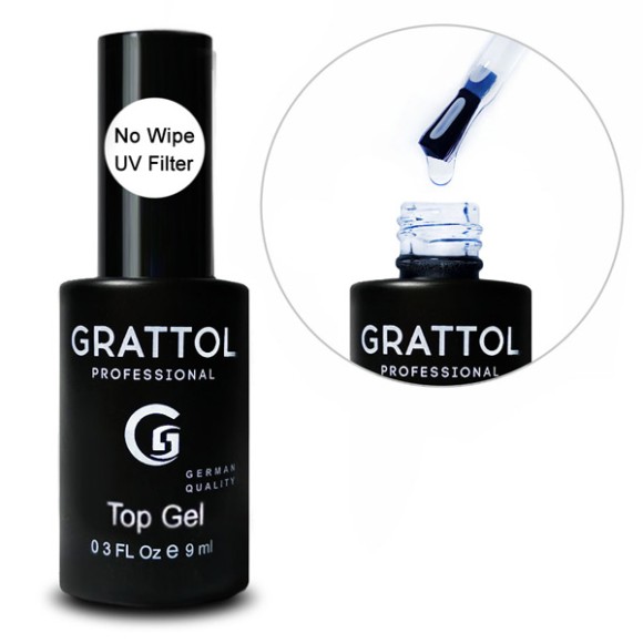 ( 9 мл ) Топ для гель-лака без липкого слоя Grattol No Wipe UV Filter Top Gel