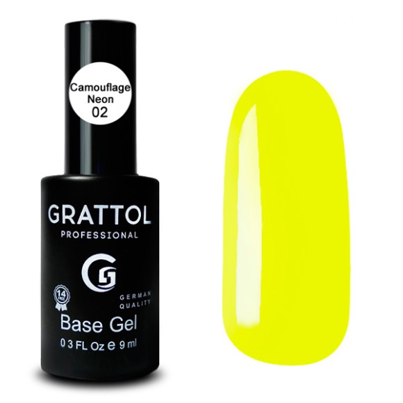 Camouflage Neon 02  9 ml Каучуковая база для гель-лака Grattol Rubber Base Neon