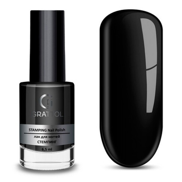 Лак для стемпинга Grattol 02 Black, 6,5 мл
