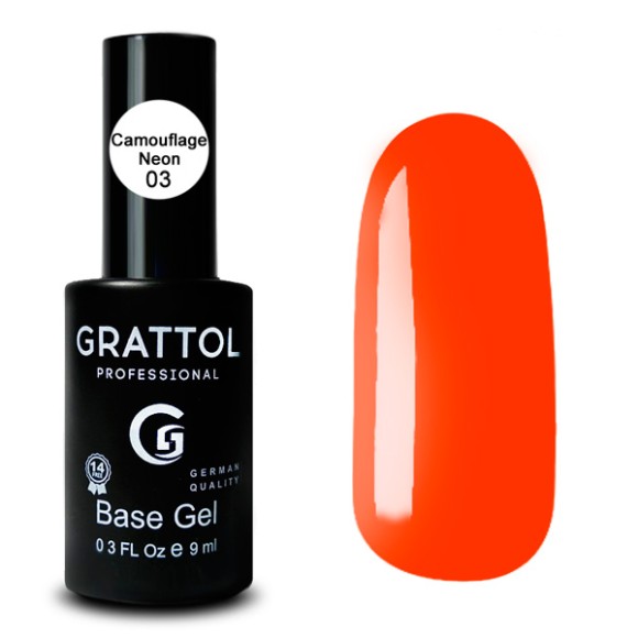 Camouflage Neon 03  9 ml Каучуковая база для гель-лака Grattol Rubber Base Neon