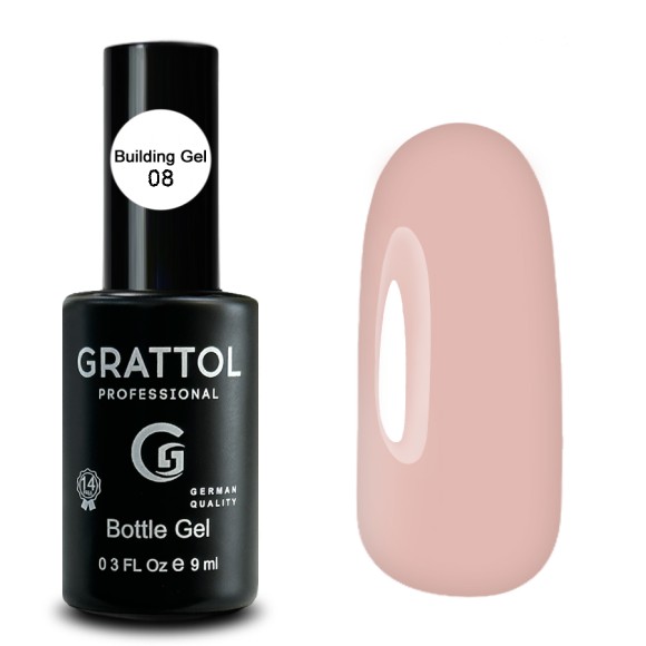 ( 9мл ) Гель для наращивания во флаконе с кистью Grattol Gel Bottle 08