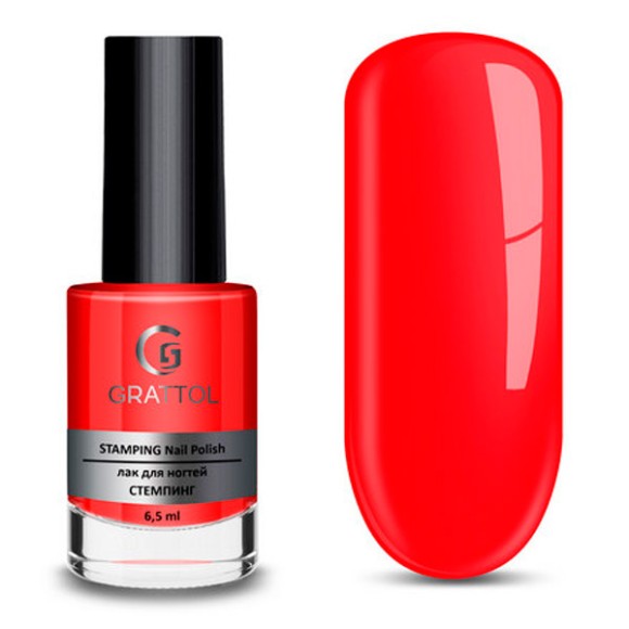 Лак для стемпинга Grattol 05 Red, 6,5 мл
