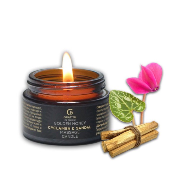( 30 мл ) Свеча Массажная Candle СYCLAMEN & SANDAL Grattol Premium Massage Candle