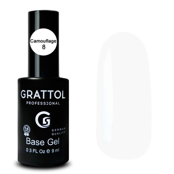 Camouflage 08  9ml Камуфлирующая база для гель-лака Grattol Rubber Base
