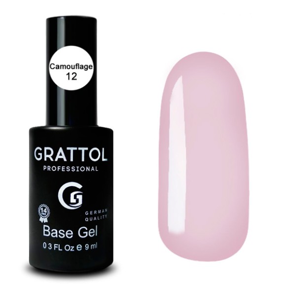 Camouflage 12  9ml Камуфлирующая база для гель-лака Grattol Rubber Base