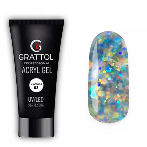 Акрил-гель Grattol Acryl Gel Diamond 3, 30 мл