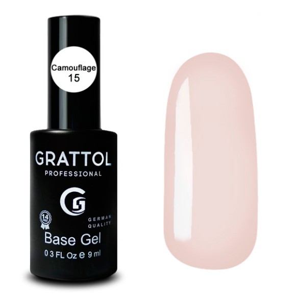Camouflage 15  9ml Камуфлирующая база для гель-лака Grattol Rubber Base