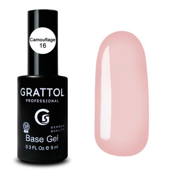 Camouflage 16  9ml Камуфлирующая база для гель-лака Grattol Rubber Base