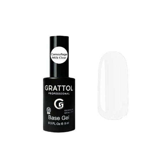 MILK CLEAR  9ml Камуфлирующая база для гель-лака Grattol Rubber Base